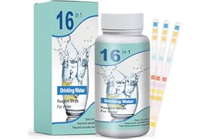 QULLMARTLE 50 Piezas 16 en 1 tiras de prueba de agua potable,Papel De Prueba De Calidad Del Agua,Potable Tiras Reactivas Para Agua Potable,16 en 1 de Prueba de Agua Potable para Probar PH,Dureza
