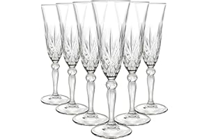 RCR 25600020006 Melodia Luxion Crystal Lot de 6 Verres à Champagne, Flûtes à Champagne en Cristal, 160 ml, Compatibles Lave-Vaisselle, Verres de Boissons pour la Maison, Les Restaurants, Les Fêtes