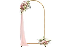 JEBUTU 2,2m Hochzeitsbogen Hintergrund Ständer, Metallbogen, Goldfarben, Hochzeitsbogen Gestell, Hochzeit Bogen Hintergrund Rahmen für Hochzeit, Geburtstag, Party Dekoration, Halloween (1,2x2,2m)