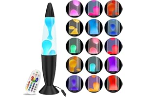 AONESY Lámparas de Lave LED 34cm Lámpara de Lave que Cambia de Color Líquido Blanco y Cera Blanca Casco negro Retro Astro Lámpara para Decoración del Hogar Hermosa Luz Regalo para Navidad