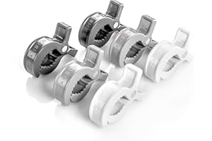 Zamboo Uniwersalne klamerki do wózka dziecięcego, 6 sztuk – haczyki/klipsy do mocowania zabawek, chusteczek i ubrań na wózku dziecięcym lub foteliku dziecięcym – szaro-białe