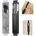 Zurligi 2 Packs Pen Holder for Notebook, Adjustable Elastic Band Pencil Holder Pen Sleeve Pouch for Hardcover Journals, Planners, Hold 2 or 3 Pens, PU Leather Detachable 20cm to 30cm Height