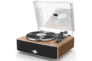 HP-H2501 Retro Bluetooth Plattenspieler mit Lautsprechern, All-in-One Vinyl Record Player mit AT-3600L Tonabnehmer, Riemenantrieb, 2 Geschwindigkeiten (33/45 U/min), ideal für Musikliebhaber