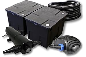 SunSun Kit de Filtration de Bassin pour 60000l avec 24W Stérilisateur et 40W éco Pompe 25m Tuyau