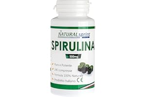 Natural Sprint - Alga Spirulina 240 compresse Vegan, No Ogm - Made in Italy integratore vegano proteico vitamine del gruppo B PRODOTTO & CONFEZIONATO IN ITALIA 100%