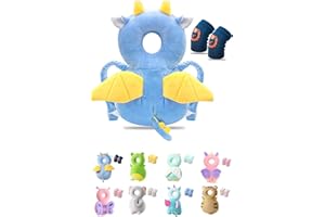 JEJA Protezione per La Testa Del Bambino, Regolabile Cuscino Protettivo per il Corpo Posteriore - Drago Con Antiscivolo Ginocchiere Bambini