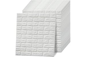VASEN 20 Piezas Paneles Decorativos para Pared 3d, 77 x 70cm Papel Pintado Pared Ladrillo para Salón, Dormitorio, Cocina, Autoadhesivo (Blanco)