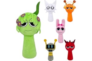 DHINCHANSAIB Sprunki Plush - Peluches Sprunki Wenda y Gris de 25,4 cm, suaves y divertidos juguetes de peluche para cumpleaños de fans y amigos (verde)