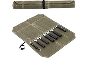 Leogony Knife Roll Bag for Chefs, 7 Slots Waxed Canvas Knife Bags