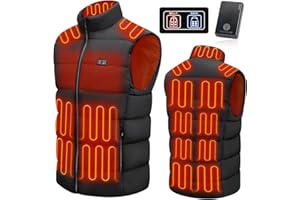 TODWARM Beheizbare Weste Herren mit Powerbank 10000mAh Heizweste, 15 Beheizte Zonen Beheizte Weste für Laufen Golf Wandern Reiten Beheizte Jacke