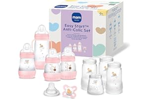 MAM Easy Start Anti-Colic Starter Set, Growing Baby First Equipment with Dummy, Bottles & Handles, Baby Gift Set, from Birth, Pink