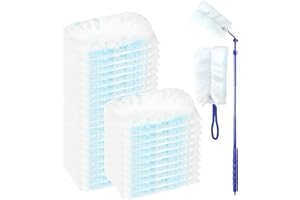 TAIXING 30 Pièces Plumeau Poussiere Recharge Kit pour Swiffer, Duster Recharge Dépoussiérantes Electrostatiques avec 1 Poignée et 1 Perche Télescopique pour Nettoyer la Poussière, Saleté