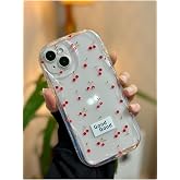 Go Accessory Iphone 14 Plus - 3D WAVY CHERRY Transparent Printing Pattern Silicone Case Compatible with 15 PLUS