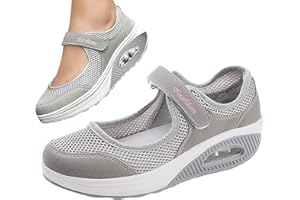 JINGAN Chaussures Slip On avec Coussin d'Air, Chaussures de Tennis de Randonnée Casual Femme Baskets de Marche Coussin d'Air Chaussures Décontracté Antidérapant Chaussures de Sport