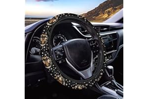 Xoenoiee Universal Stretchy Steering Wheel Protector for Men Women, Neoprene Car Steering Wheel Cover Auto Accessories Universal 15 Inch, Bees and Daisies Pattern