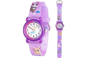 Anloo Toddler Kids Children Watch,3D Cute Cartoon Silicone Band Wristwatches Time Teacher Gifts Watches for Kids Girls Toddlers