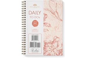 BRIGHT DAY CALENDARS to Do List Daily Task Checklist Planner Time Management Notebook by Bright Day Non Dated Flex Cover Spiral Organizer for Motivation 8.25 x 6.25 (Floral)