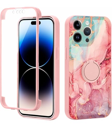 Allytech Marble Case For Apple IPhone 15 Plus 6.7", Ultra Slim Fit Luxury Marble Back Cover For Girls Women Anti-Scratch Shockproof Bumper Phone Case For IPhone 15 Plus - Pink Gold Marble