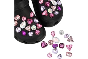 NECXON 28pcs breloques de chaussures, breloques de décoration de chaussures en diamant de cristal pour femmes breloques de chaîne bling pour sabot, accessoires de sabot de bricolage