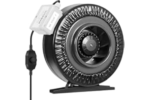 VIVOSUN Rohrventilator 150mm Abluftventilator Rohrüfter 748m³h mit Variabler Drehzahlregler für Growzelt Belüftung Pflanzenzelt Indoor Garten Lüftungsventilator Z6 rohrventilator Schwarz