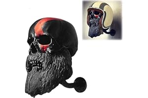 FASXZVM Motorrad-Schädel-Helmhalter, Wandhalterung Helm-Ausstellungsstand, Totenkopf-Helmeständer Kunsthandwerk aus Kunstharz für Geisterkopf Wanddekoration, für Mäntel, Kappen, Baseball und Rugbyhelm