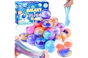 AXCOIUP 24 Pack Galaxy Slime Ball, Slime Party Favor for Kids, Stretchy, Non-Sticky, Mess-Free, Super Soft Sludge Toy, Birthday Gifts for Boys & Girls, Classroom Rewards, Goodie Bag Stuffers