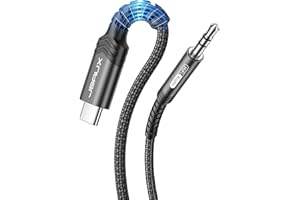 JSAUX Kabel USB C na jack AUX 2 m, USB C do 3,5 mm, Jack adapter do słuchawek, nylonowy, pleciony kabel Aux, kompatybilny z iPhone 15 Pro Max/15 Plus, Galaxy S23/S22 Ultra, Huawei P40/Mate40, czarny