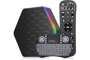 IDEALROYAL Android 12.0 TV Box, 4GB RAM 64GB ROM Allwinner H618 Quad-Core 64-Bit ARM Corter A53 CPU 6K WiFi6 2.4G/5G Dual WiFi BT 5.0 100M Ethernet 3D HDR10 H.265, Smart TV Box with Mini Keyboard