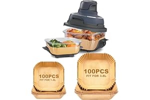 RWBIMTI 200 Feuilles de Papier Cuisson pour Airfryer Ninja CRISPi - Compatible avec Modèles FN101EUGY, FN101EUST, FN101EUSG (3,8L & 1,4L) - Accessoire Antiadhésif pour Friteuse Sans Huile