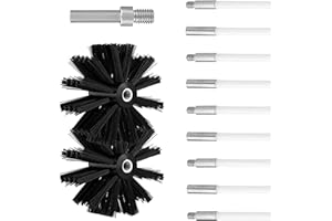 HONEYHOUSE Kaminbürste Stange Set, Durchmesser 100mm, Kaminbürste enthält 9 Flexible Stangen 410mm und 2 Bürstenkopf Holzofen Kaminbürsten-Kit Kaminreinigungsstab Reinigungsbürste Trockenrohr Reinigungsbürste