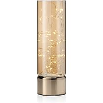 Auraglow Lanterna LED A Batteria In Vetro Con Timer | Luce Calda Da Interno, Senza Fili, Piccola 8x8x15,5 Cm