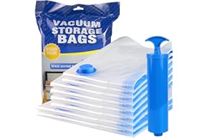 HUMBGO Vacuum Storage Bags for Clothes Travel - 8 Pack (2 Jumbo+4 Large+2 Medium) with Travel Pump Vacuum Sealer Bag with Double-Zip Seal and Triple Seal Turbo-Valve for Max Space Save
