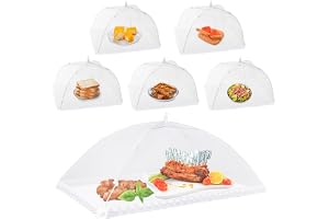 Homealexa Flugskyddskåpa 6 set matskydd vikbart kakskydd flugskärm matskydd perfekt skydd för mat frukt picknick BBQ vit XL m