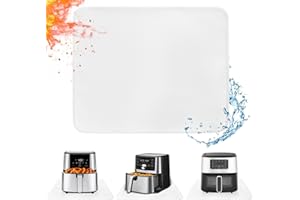 KHONGOO Tappetino Friggitrice ad Aria 30x45cm-1mm, Tappetino Ignifugo per la Protezione dei Piani di Lavoro della Cucina, Accessori per Friggitrice ad Aria Impermeabili, Antigrasso e Facili da Pulire, Bianco