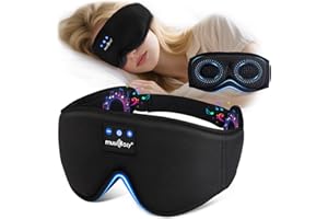 MUSICOZY Sleep mask Headphones,100% Blackout 3D Zero Eye Pressure Bluetooth Sleep mask Breathable Eye mask with Bluetooth Headphones Sleep Headphones for Side Sleepers,with 14H Playtime&Bluetooth 5.4
