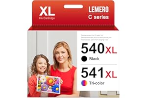 Lemero 540XL 541XL Patronen Kompatibel für Canon Druckerpatronen 540 541 XL Multipack PG-540 CL-541 für Canon Pixma TS5150 TS5151 MG3650S MG3650 MG3150 MG3250 MG3550 MG3600 (Schwarz/Farbe,2-Pack)