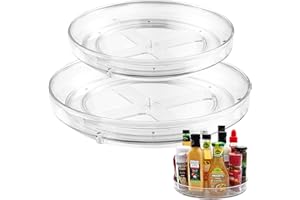 StarryTiger 2 Stück Lazy Susan Drehteller Kühlschrank, 27cm + 23,5cm Kühlschrank Drehteller, Gewürzhalter 360° Drehbar Küchen Organizer Aufbewahrung für Öl Gewürze Marmeladen Vorratsdosen