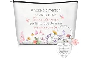 Xuniea 2 Pezzi Set Regali Motivazionali per Donne Pochette Trucchi Ispiratore per Amica Colleghi Portachiavi Incentivo di Fiore Borsa Cosmetica Floreale Regalo per Compleanno Insegnanti Laurea Addio