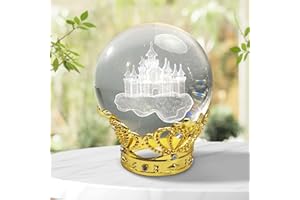 DIYPARKIA 3D Laser Crystal Ball Glass Paperweights with Metal Stand Gift Box Paperweights for Desk Crystal ball home decor Crystal Gifts for Men&Women Glass Paperweights of Gift Giving Options (castle)