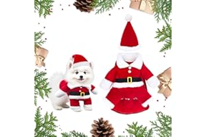 FYZSJWL Hundekostüm Weihnachten, Haustier Weihnachtskostüm mit Mütze Weihnachtsmann, Für Neujahr Christmas Party Haustierpartys Bekleidung Anzüge (L)