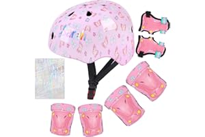 MHJY Casque Velo Enfant Casque Protection Trotinette Filles et Garçons Licorne Genouillères et Coudières Réglables Équipement de Protection pour Roller Scooter Skateboard Moto 3-8 Ans