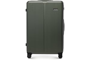 WITTCHEN Stripes Line Großer Koffer 76,5 x 50 x 29 cm (XL) | Hartschalen-Trolley ABS 96 l, 4 Rollen 360° | Koffer groß für Lufthansa/Eurowings/Ryanair, zahlenschloss, teleskopgriff | Farbe: Khaki