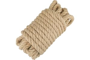 jijAcraft Corde de Jute Ficelle Corde Chanvre 16mm d'épaisseur, 10 mètres de long, pour le Bricolage, Décoration de Meubles, l'emballage, Jardinage, Arbre à Chat