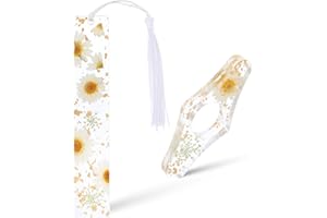 Gjinxi Lot de 2 supports de page de livre, fleurs séchées en résine avec pompon, accessoires de livre pour les amateurs de lecture, cadeau pour les vers de bibliothèque, lecteurs, littéraire