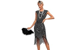 Viloree Vestiti Anni 20 Donna con Paillettes e Frange in Rilievo 1920s Abito Vestito Gatsby Donna Anni 20 Vestito Charleston