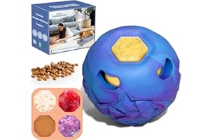 Freezeball Dog Toys, Frozen Dog Treats to Keep Dogs Busy, Interactive Treat Dispensing Dog Toy Puzzle, Interactive Chew Toys for Large Dog, Power Chewer, Durable Rubber-Easy to Clean (Blue, Large)