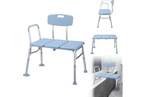 ACXIN Sedile da bagno per anziani, altezza regolabile, maniglia imbottita, sgabello doccia antiscivolo, schienale e braccioli, carico fino a 150 kg