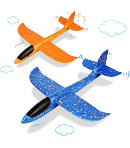 Jouet Garcon 2 Ans IOUGDSEC 3 Avions Lanceur LED - Jouet Construction Mousse 3-12 Ans Cadeaux Anniversaire Garçons Filles