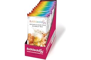 Bubbleology Brown Sugar Milk Bubble Tea Kit (Pack of 10) Boba Tea Kit With Tapioca Pearls | Each Sachet Contains: 1x Brown Sugar Blend, 1x Tapioca Pearls, 1x Large Straw | Just Add Milk