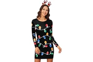 For G and PL Women Christmas Long Sleeve Xmas Printed Casual A-Line Dress S-XXL
